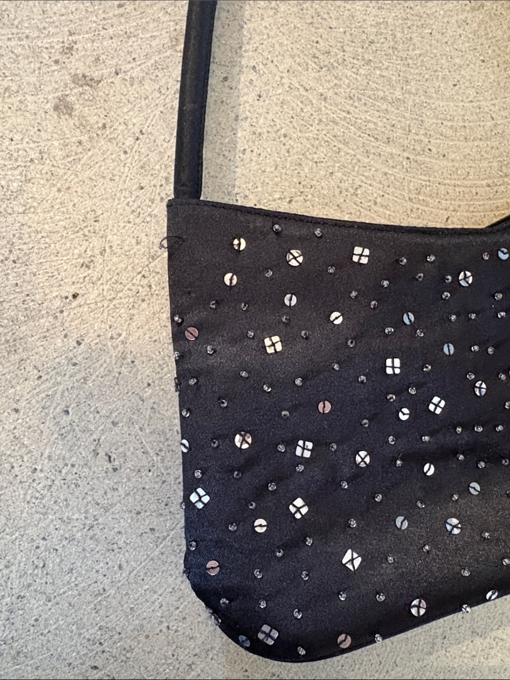 Vintage Beaded/Sequin Satin Bag - Picture 5 of 5